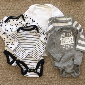 Bundle of 6 Cat & Jack long sleeve onesies size NB